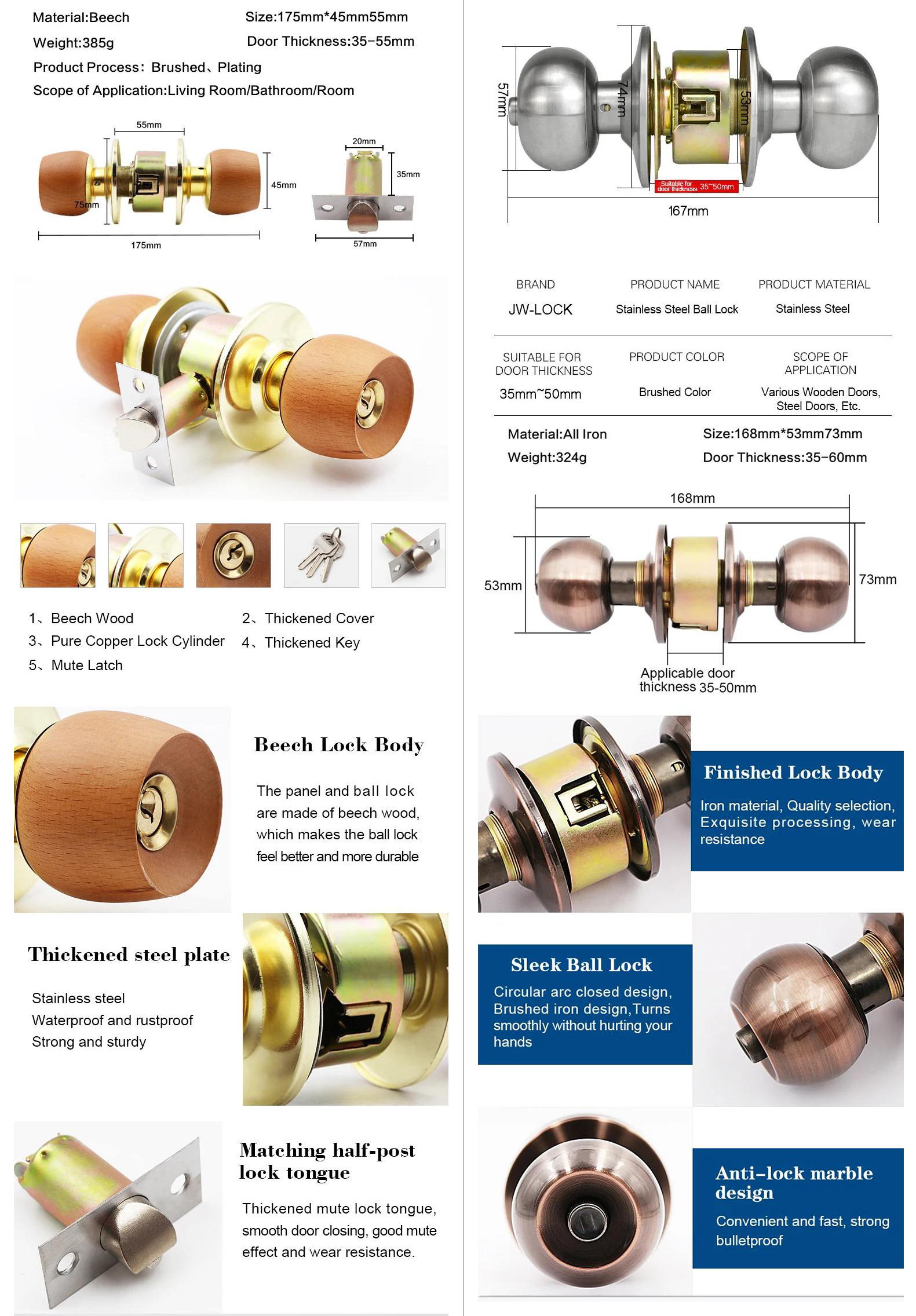 JW-LOCK Knob Lock Details