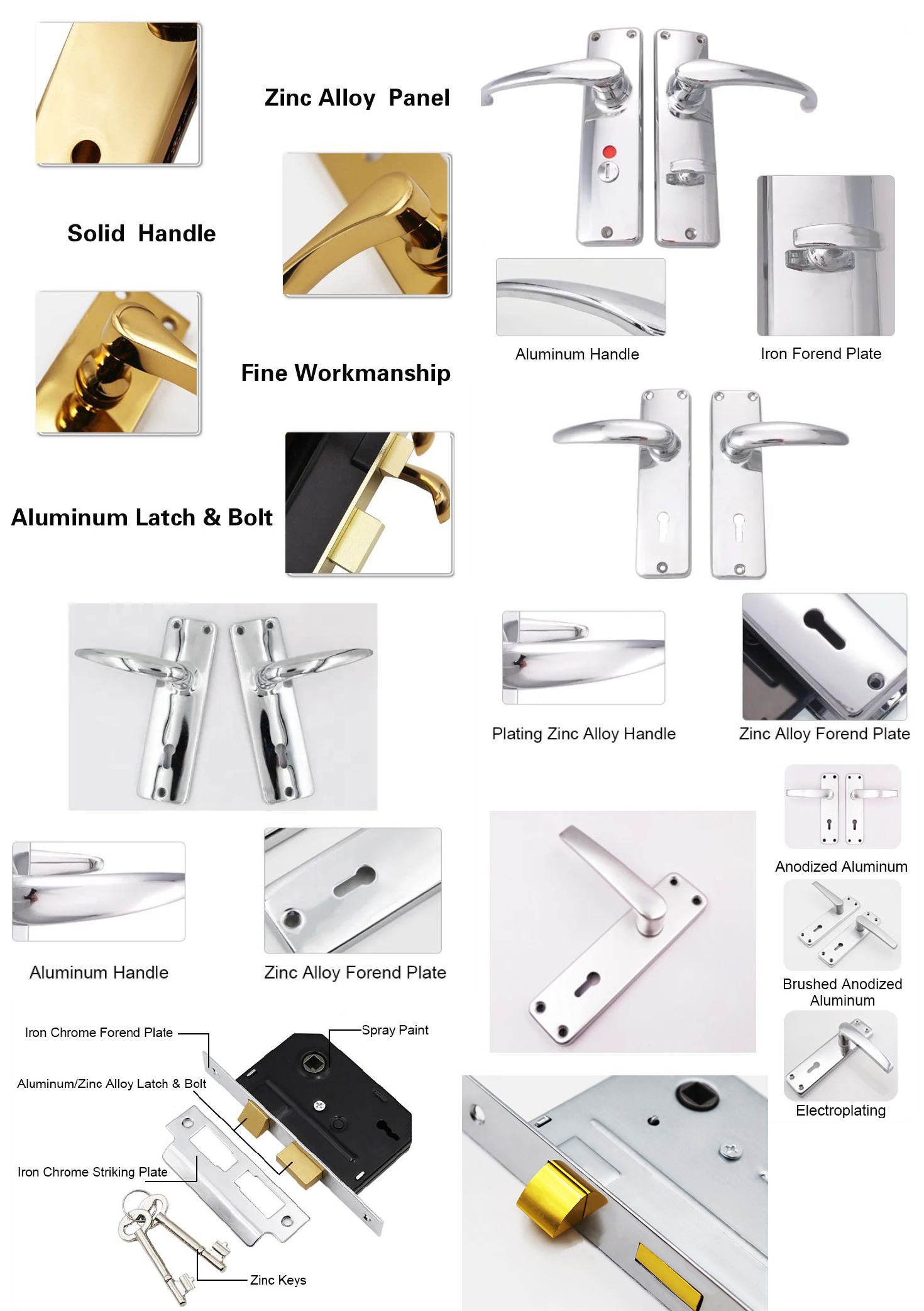 JW-LOCK Lever Door Handle Lock Set Details