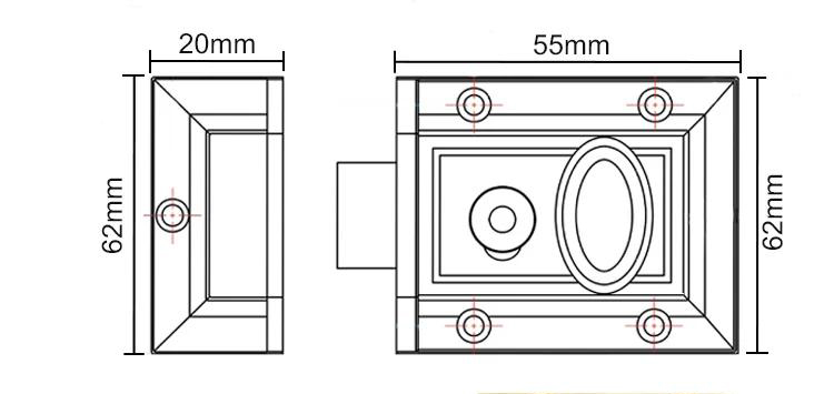 JW-LOCK Night Latch Dimensions 2