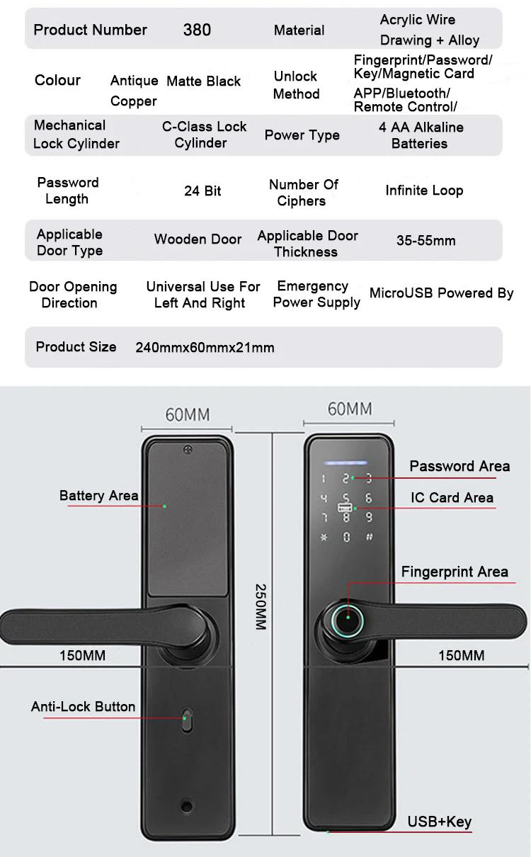 JW-LOCK Smart Door Handle Parameters 2