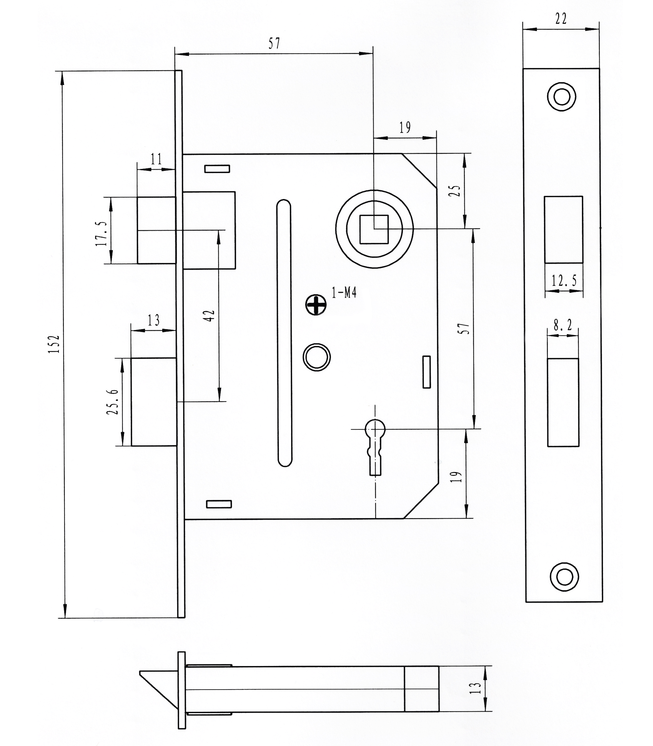 JW-LOCK 57mm Lever Lock Body 3 Inches Dimension