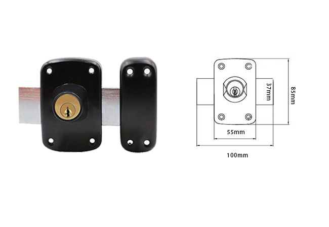 JW-Lock Double-sided Latch Lock 205 Dimension Details