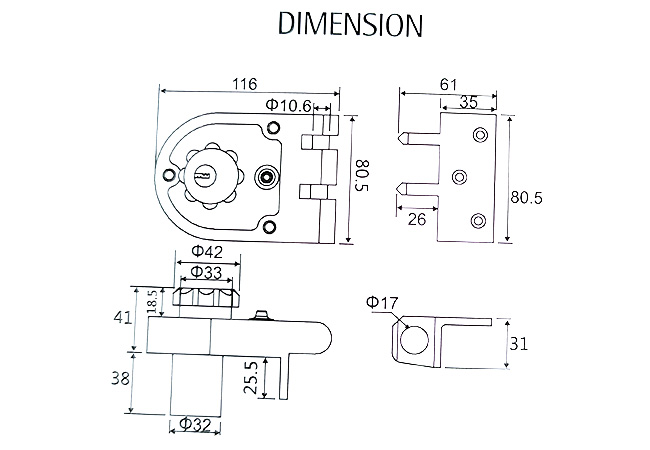 JW-Lock Tiger Tooth Lock Dimensions