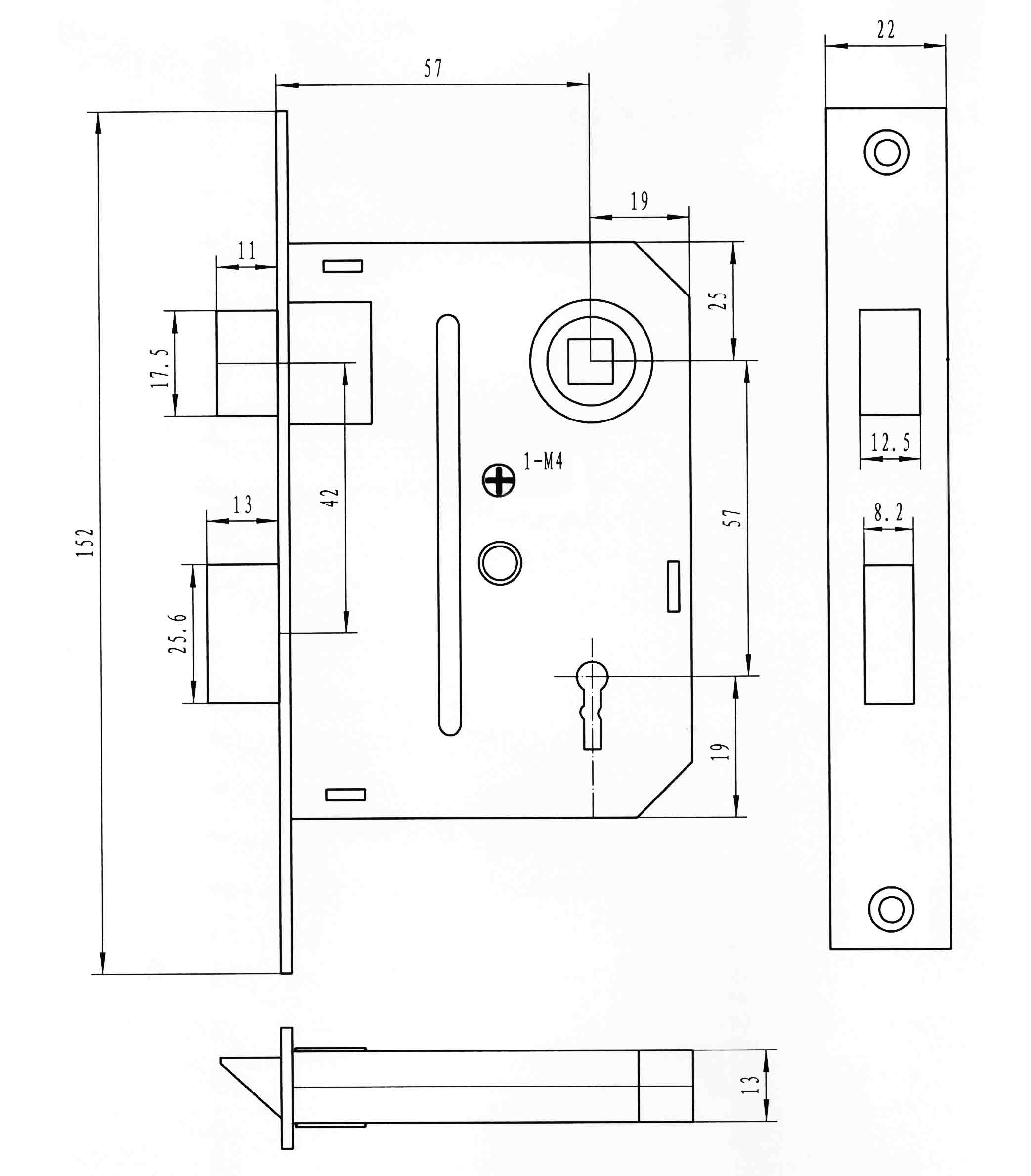 JW-LOCK 57mm Lever Lock Body 3 Inches Dimension.-1