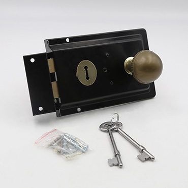 JW-LOCK Black Rim Night Latch Lock