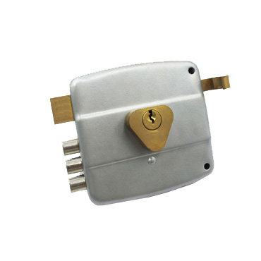 Silver Anti-saw 3 Round Deadbolt Latch Rim Lock