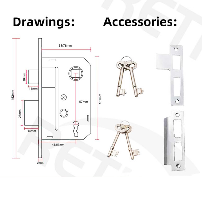2 Lever Mortice Lock By Drawings & Accessories