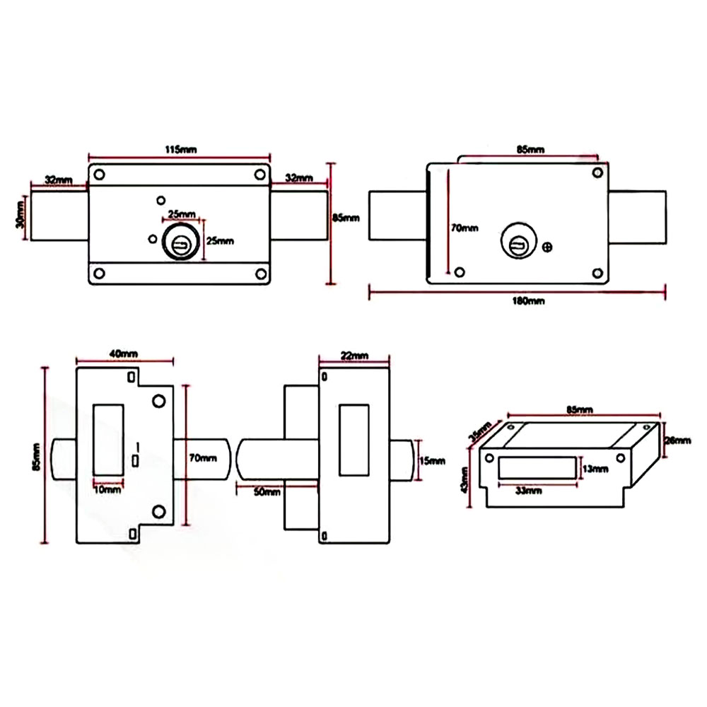 External Gate Door Rim Lock By Drawings