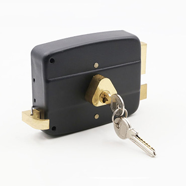Black 540 Deadbolt Rim Lock With Keys-1