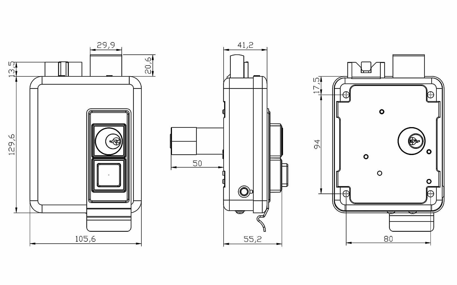 JW-LOCK Dimensional Drawings DC11
