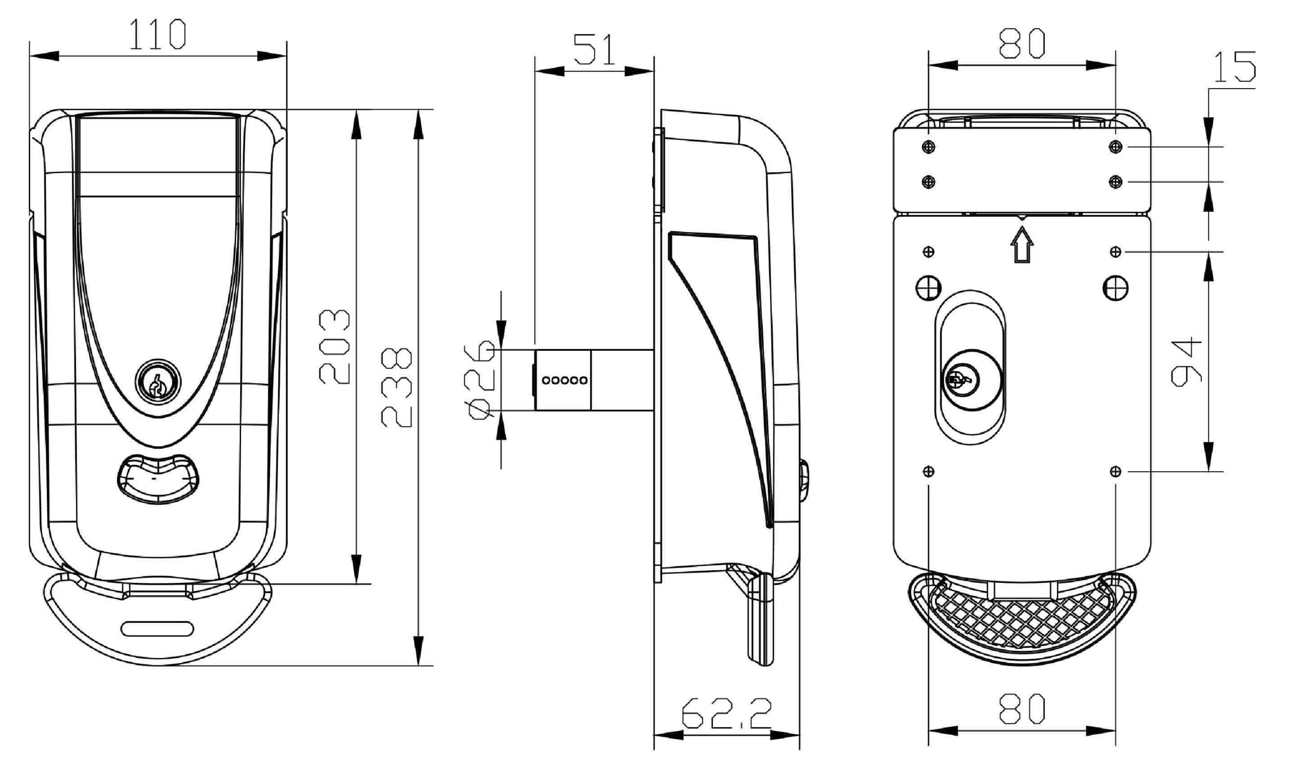 JW-LOCK Drawing for Electric Rim Lock LC330B