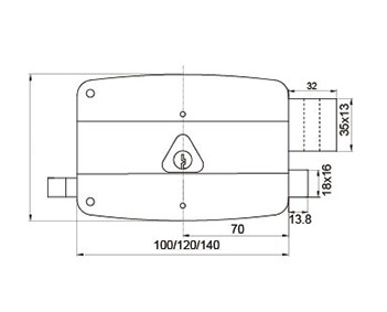JW-LOCK Rim Lock 540 with Dimensions