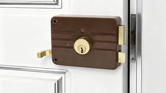 JW-LOCK Traditional Double Bolt Brass Rim Lock for Entrance Door